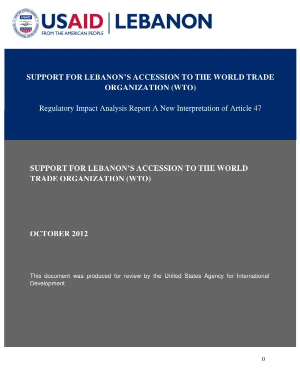 Regulatory Impact Analysis Report A New Interpretation of Article 47