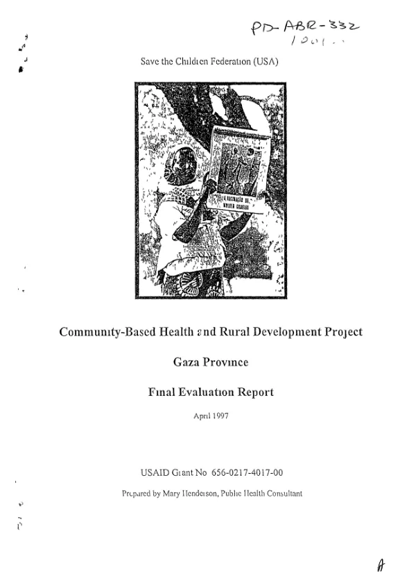 Community-based health and rural development project, Gaza Province : final evaluation report