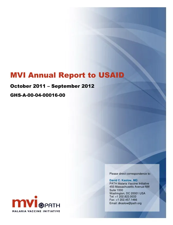 MVI annual report to USAID : October 2011-September 2012
