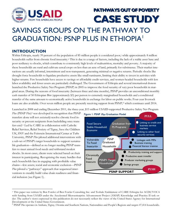Savings groups on the pathway to graduation : PSNP Plus in Ethiopia