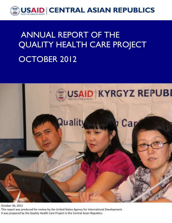 Quality Health Care Project Annual Report, October 2012