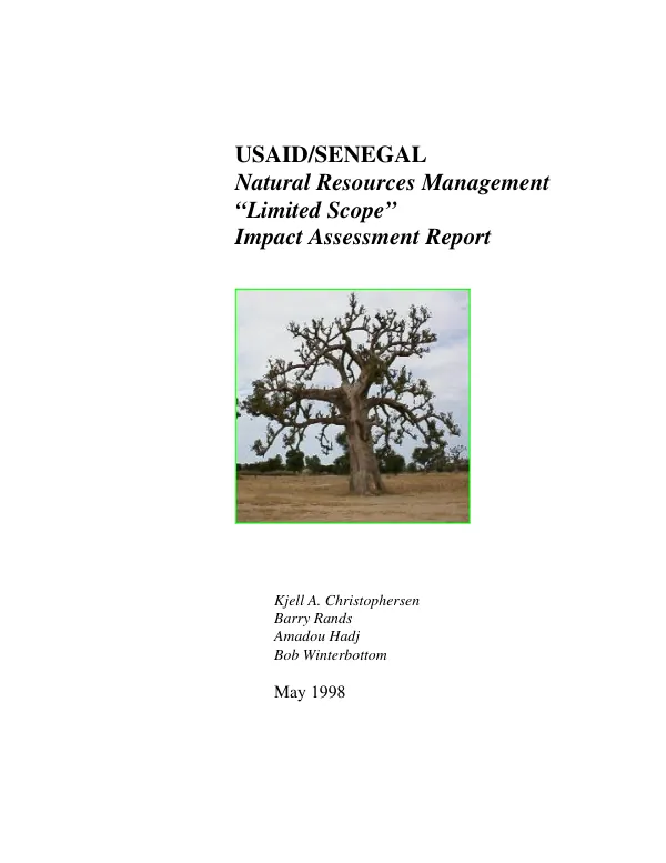 USAID/Senegal natural resources management 'limited scope' impact assessment report