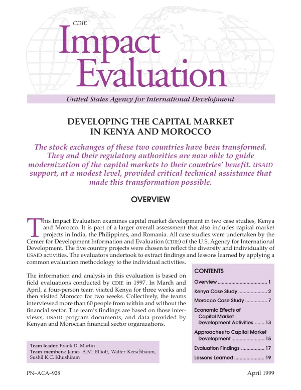 Developing the capital market in Kenya and Morocco