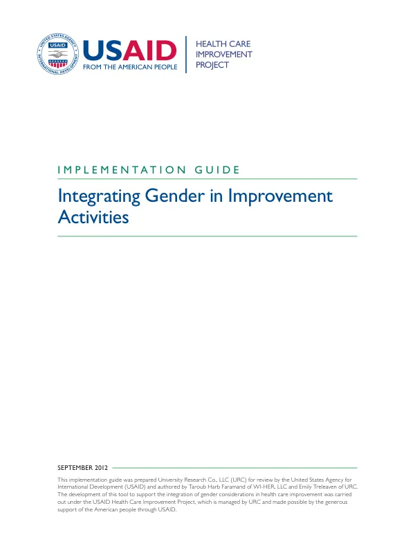 Integrating Gender in Improvement Activities