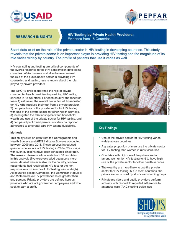 HIV Testing by Private Health Providers: Evidence from 18 Countries