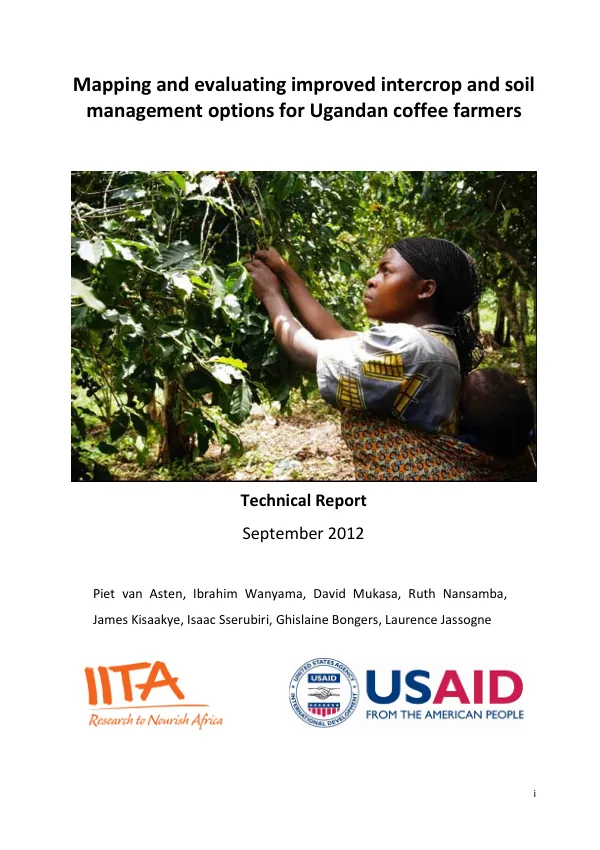 Mapping and Evaluating Improved Intercrop and Soil Management Options for Ugandan Coffee Farmers