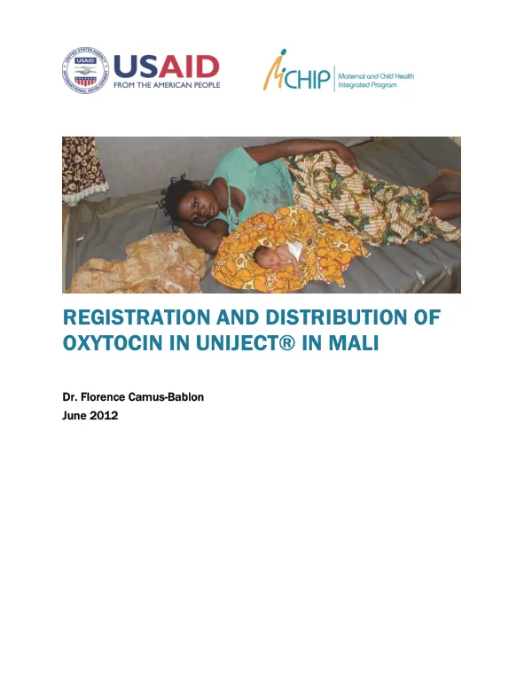 Registration and Distribution of Oxytocin in Uniject in Mali