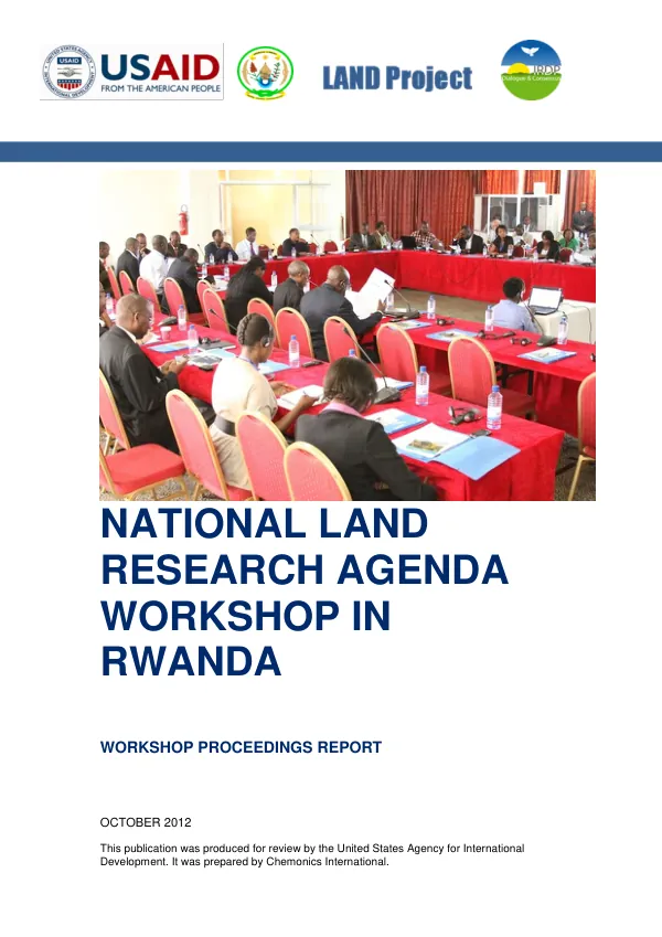 National Land Research Agenda Workshop in Rwanda - workshop proceedings report