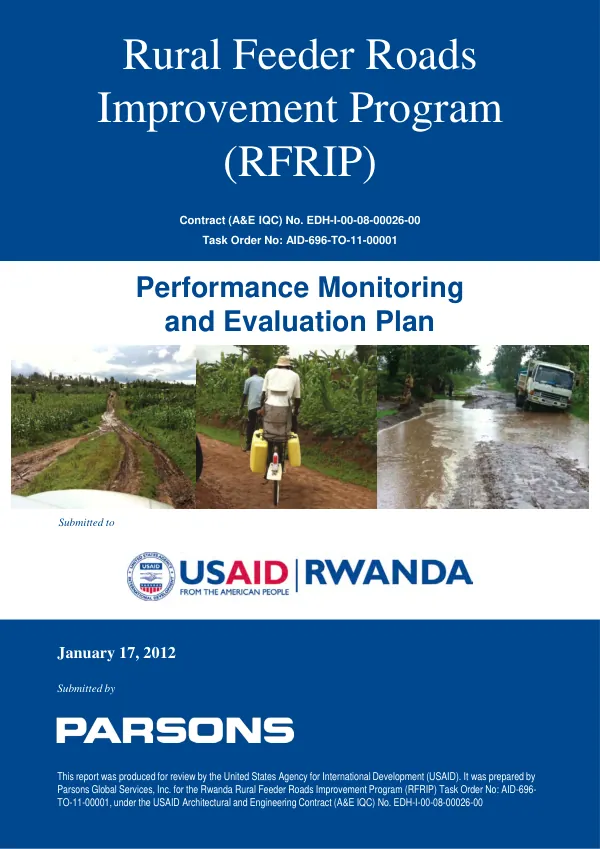 Rural feeder Roads Improvement Program (RFRIP) - Performance Monitoring & Evaluation Plan