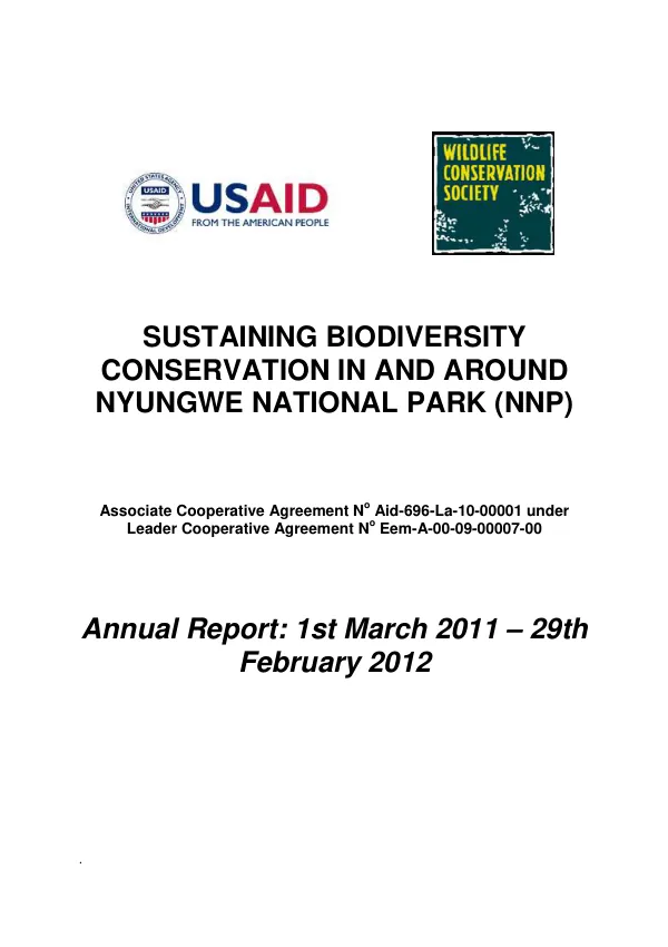 Sustaining Biodiversity Conservation in and around Nyungwe National Park, WCS Year 2 Annual Report