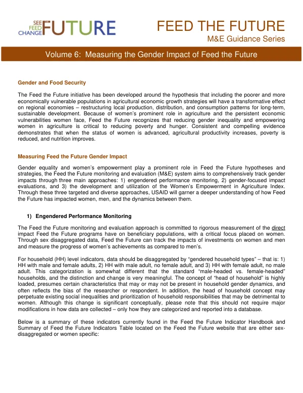 Measuring the gender impact of Feed the Future
