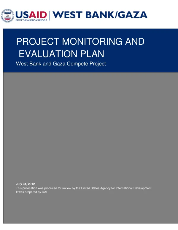 Project Monitoring and Evaluation Plan: West Bank and Gaza Compete Project