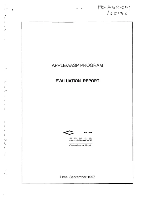 APPLE/AASP program : evaluation report