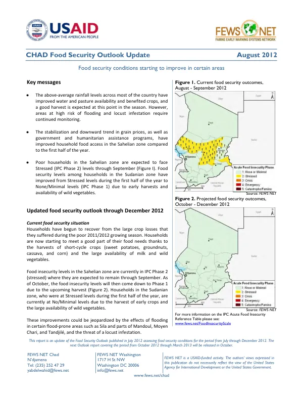 Chad food security outlook update, August 2012