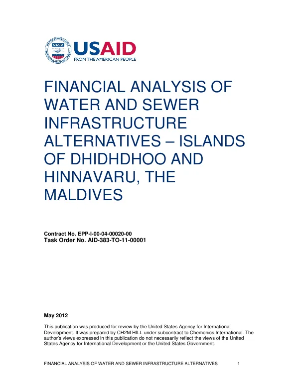 Financial Analysis of Water and Sewer Infrastructure Alternatives - Islands of Dhidhdhoo and Hinnavaru, the Maldives