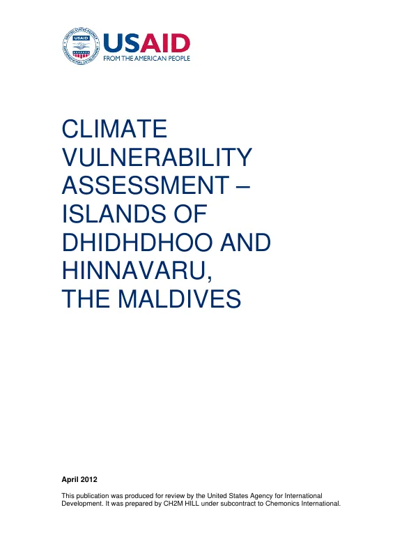 Climate Vulnerability Assessment - Islands of Dhidhdhoo and Hinnavaru, the Maldives