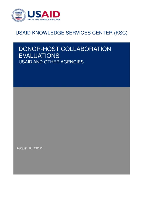 DONOR-HOST COLLABORATION EVALUATIONS: USAID AND OTHER AGENCIES