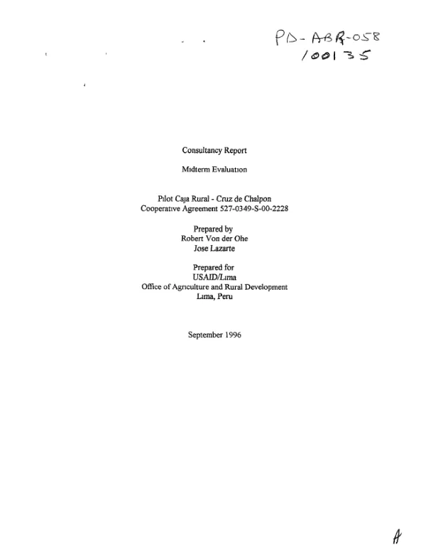 Midterm evaluation : pilot Caja Rural -- Cruz de Chalpon