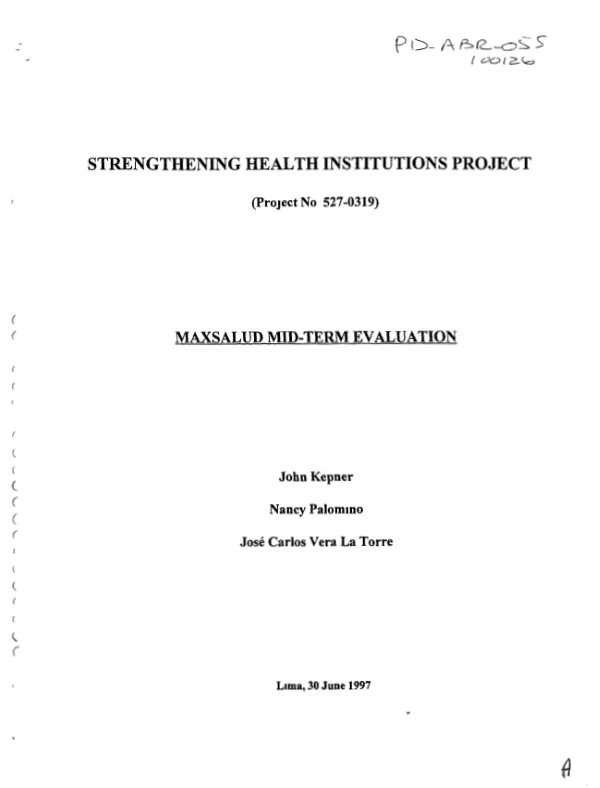 Strengthening health institutions project (project no. 527-0319) : MaxSalud mid-term evaluation