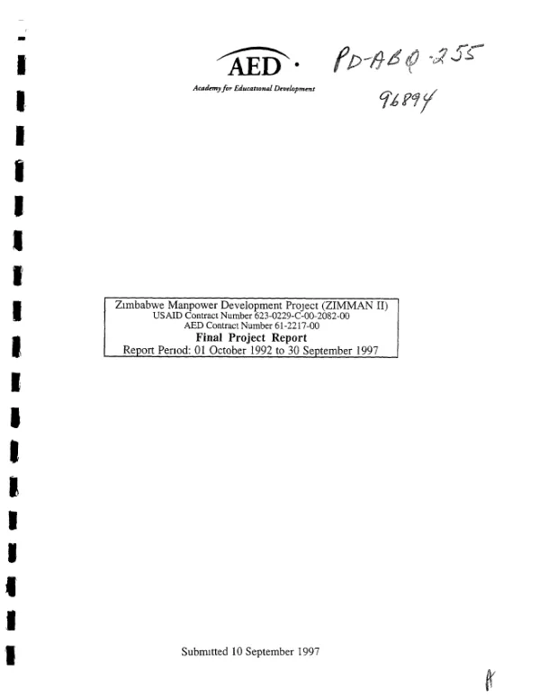 Zimbabwe manpower development project (ZIMMAN II) : USAID contract number 623-0229-C-00-2082-00 -- final project report : report period 01 October 1992 to 30 September 1997