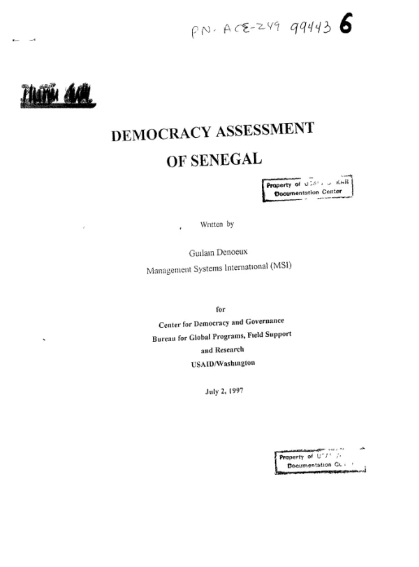 Democracy assessment of Senegal