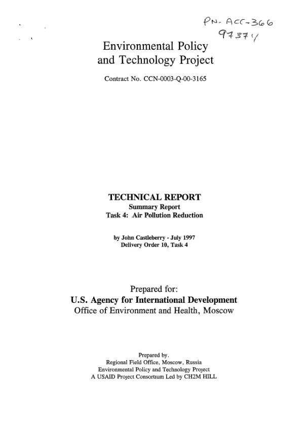 Technical report : summary report [-- Novokuznetsk, Russia] : task 4 -- air pollution reduction