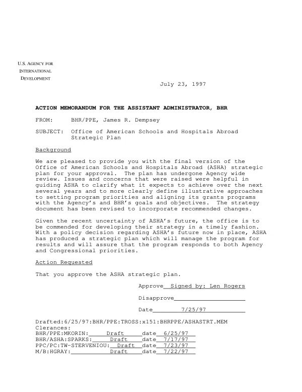 Office of American Schools and Hospitals Abroad : strategic plan 1997-2001