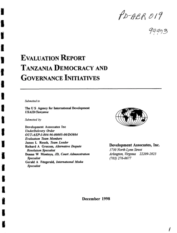Evaluation report : Tanzania democracy and governance initiatives