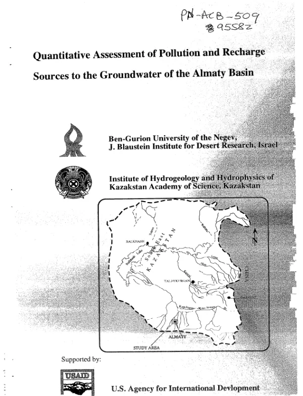 Quantitative assessment of pollution and recharge sources to the groundwater of Almaty Basin [: final report]