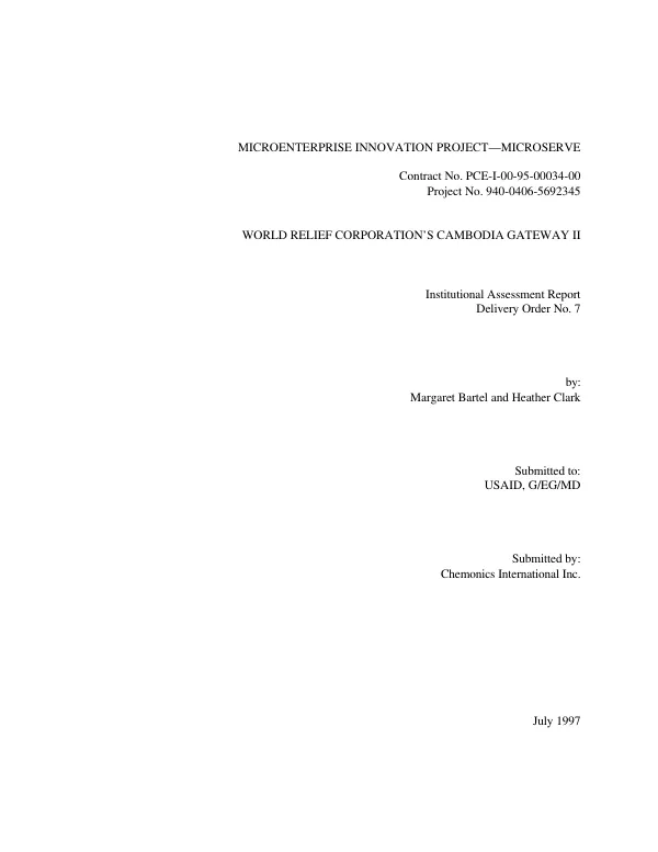 World Relief Corporations"s Cambodia gateway II