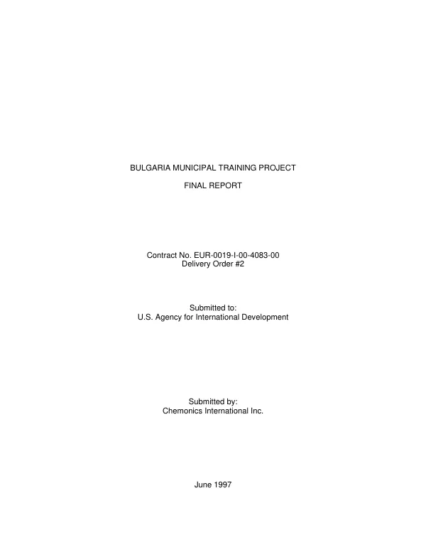 Bulgaria municipal training project final report
