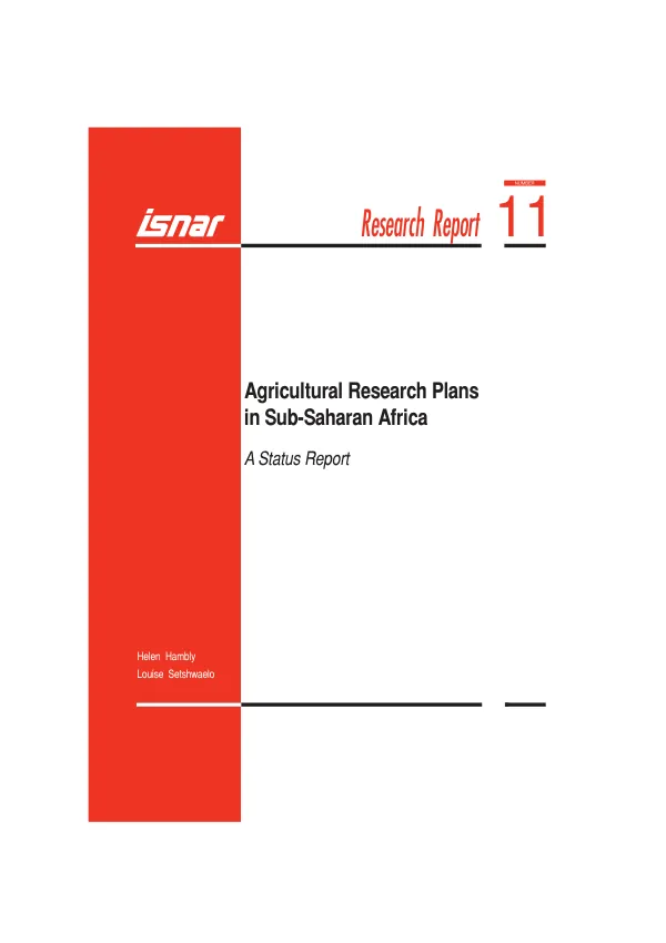 Agricultural research plans in Sub-Saharan Africa : a status report