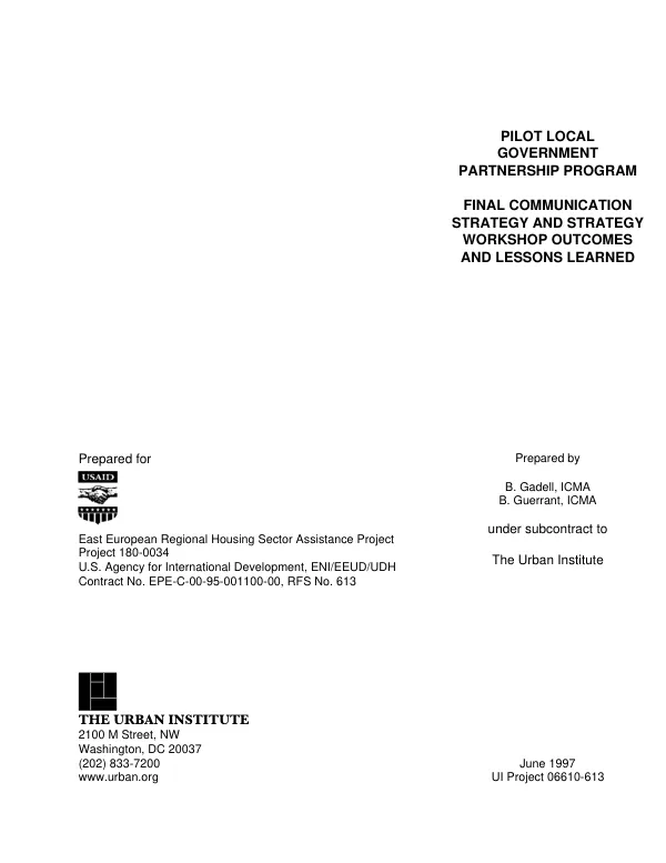 Pilot local government partnership program : final communication strategy and strategy workshop outcomes and lessons learned