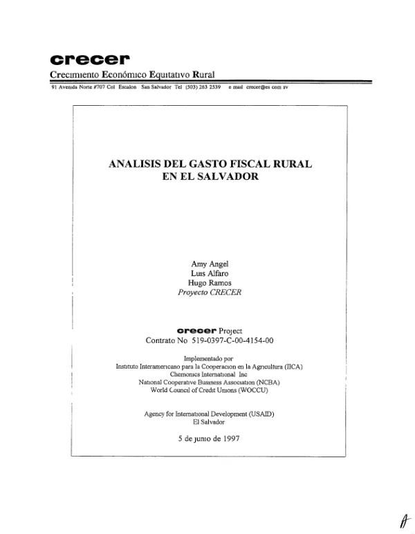 Analisis del gasto fiscal rural en El Salvador