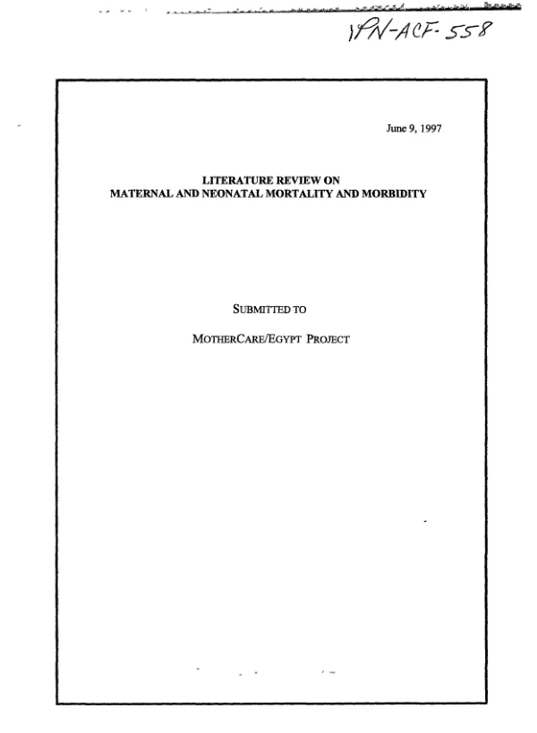 Literature review on maternal and neonatal mortality and morbidity