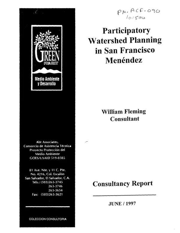 Participatory watershed planning in San Francisco Menendez[, El Salvador]