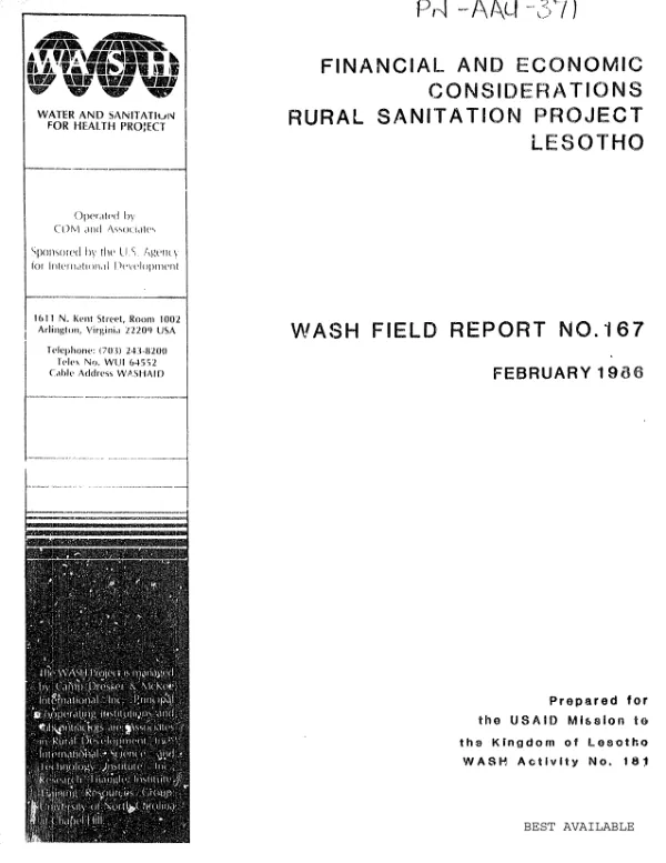 Financial and economic considerations of the rural sanitation project, Lesotho
