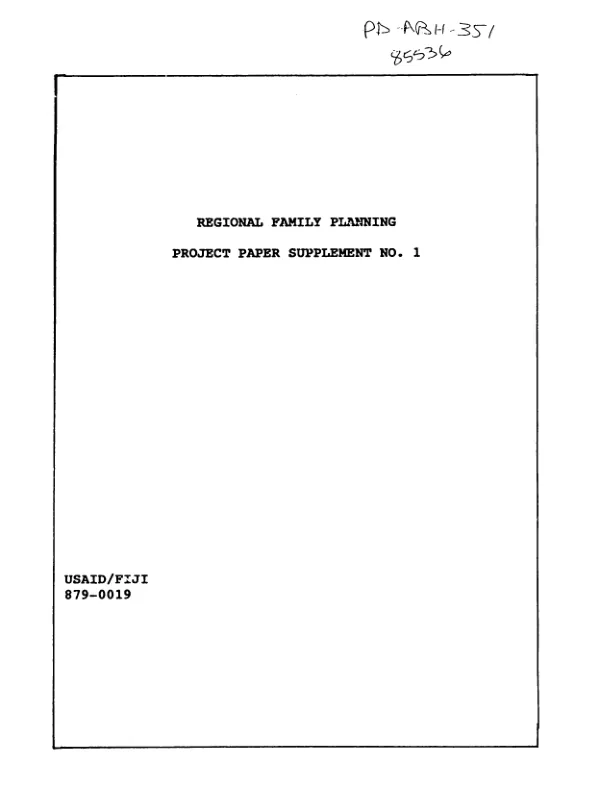 South Pacific regional family planning : amendment no. 1