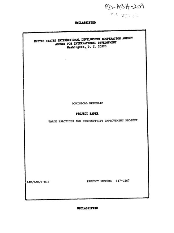 Trade practices and productivity improvement project