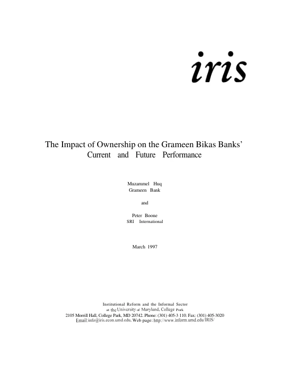 Impact of ownership on the Grameen Bikas banks" current and future performance