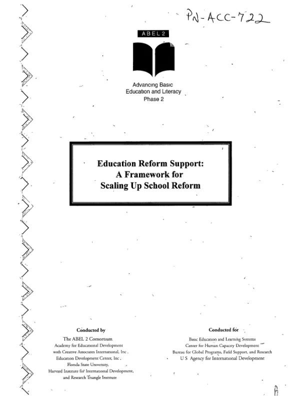 Education reform support : a framework for scaling up school reform