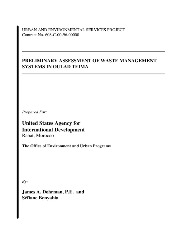 Preliminary assessment of waste management systems in Oulad Teima