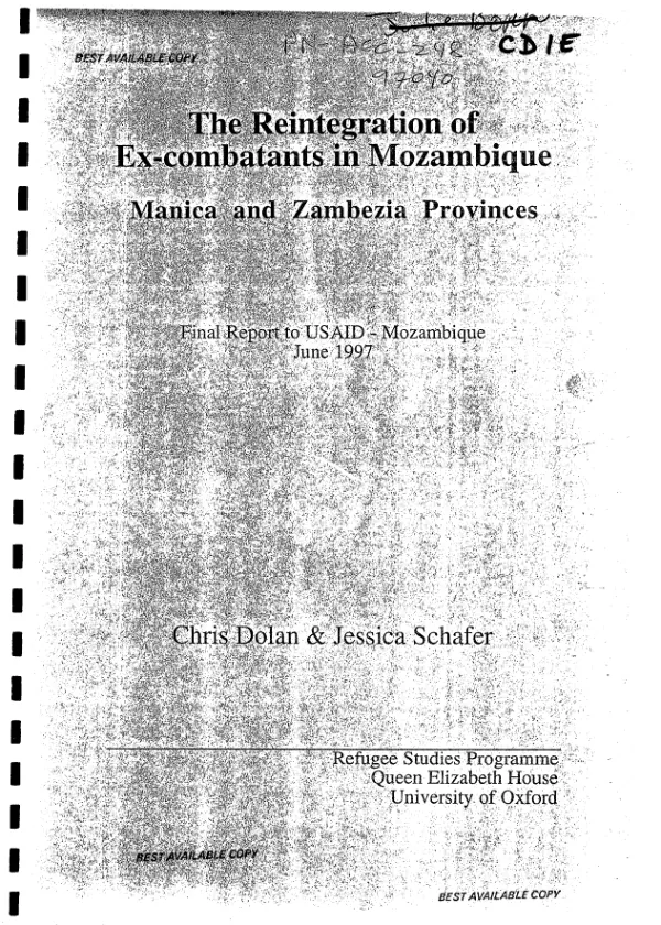 Reintegration of ex-combatants in Mozambique : Manica and Zambezia provinces