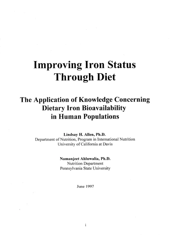 Improving iron status through diet : the application of knowledge concerning dietary iron bioavailability in human populations