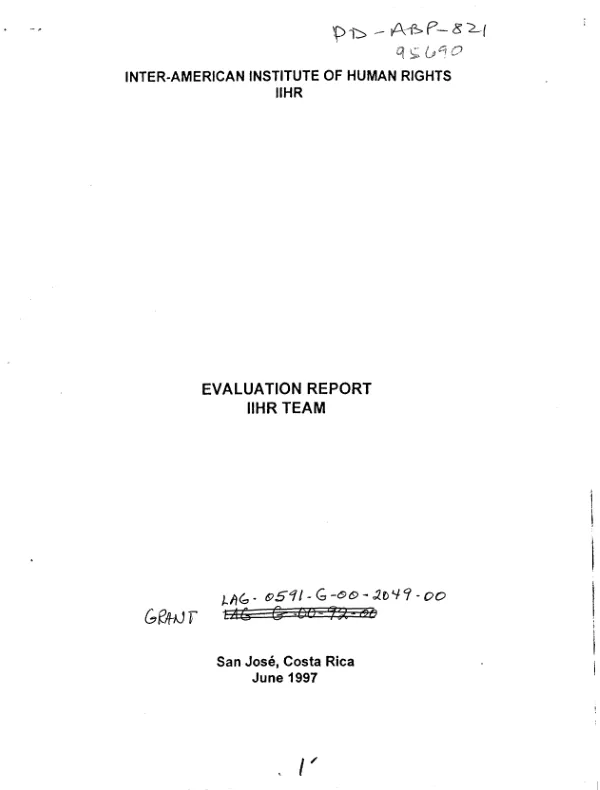 Evaluation report IIHR team, grant no. LAG-0591-G-00-2049-00