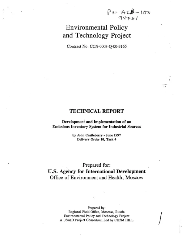 Development and implementation of an emissions inventory system for industrial sources