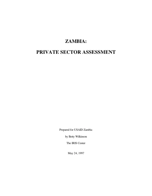 Zambia : private sector assessment