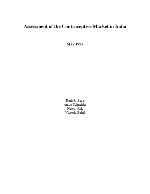 Assessment of the contraceptive market in India