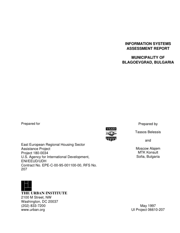 Information systems assessment report : municipality of Blagoevgrad, Bulgaria