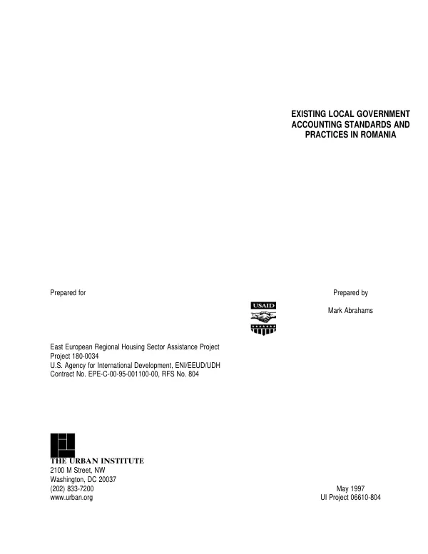 Existing local government accounting standards and practices in Romania